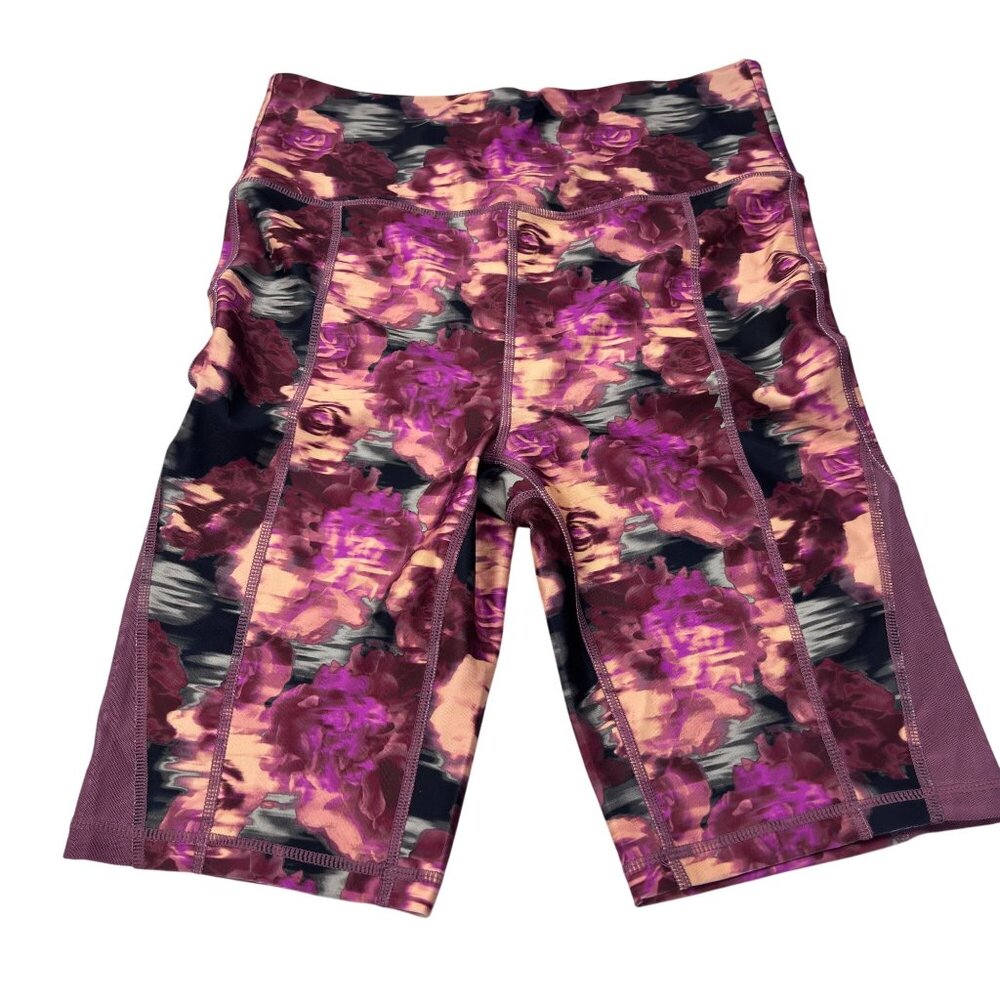Nine West Active Womens Floral Print High-Waist Stretch Shorts M Polyester/Spand